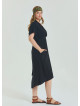 V Neck Pleated Detailed Black Casual Plus Size Dress 4606
